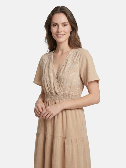 Vestito in Viscosa Beige Scuro