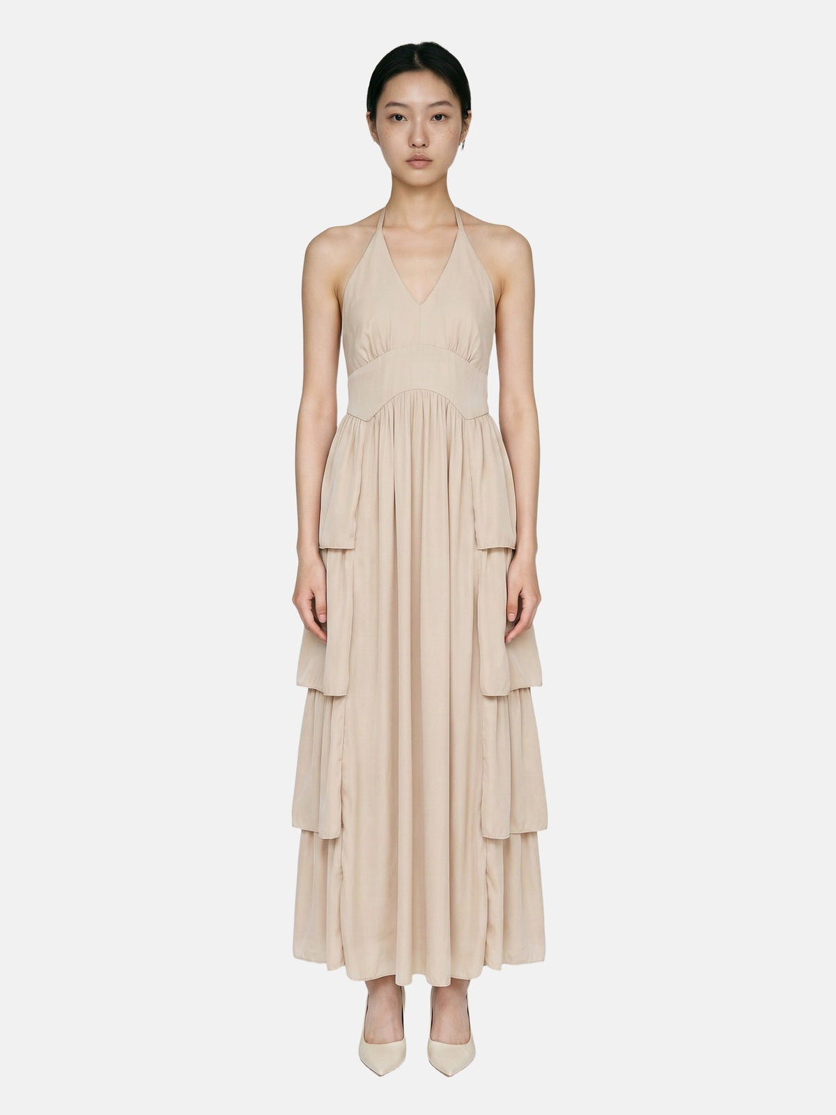 Vestito in 50% Viscosa 50% Polyester Beige