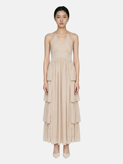 Vestito in 50% Viscosa 50% Polyester Beige