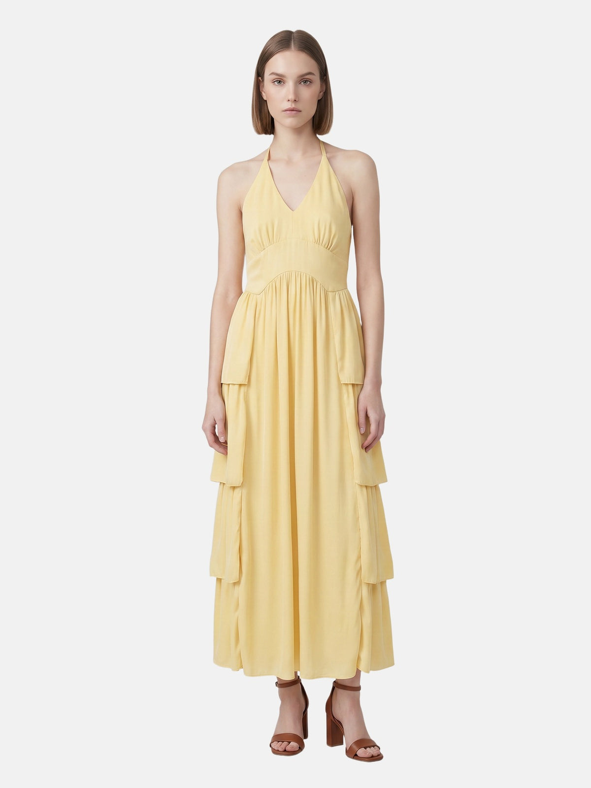 Vestito in 50% Viscosa 50% Polyester Giallo