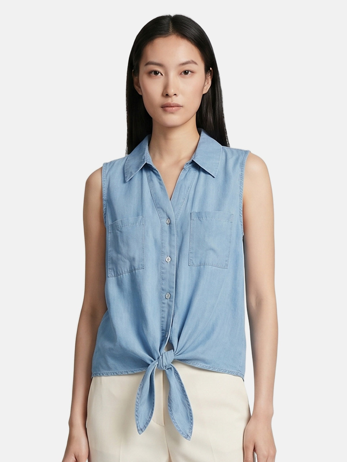 Canotta in Cotone Blu Jeans