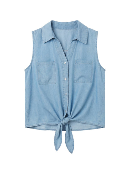 Canotta in Cotone Blu Jeans