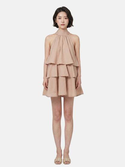 Vestito in Poliestere Beige Scuro
