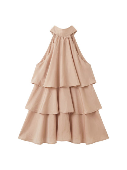 Vestito in Poliestere Beige Scuro