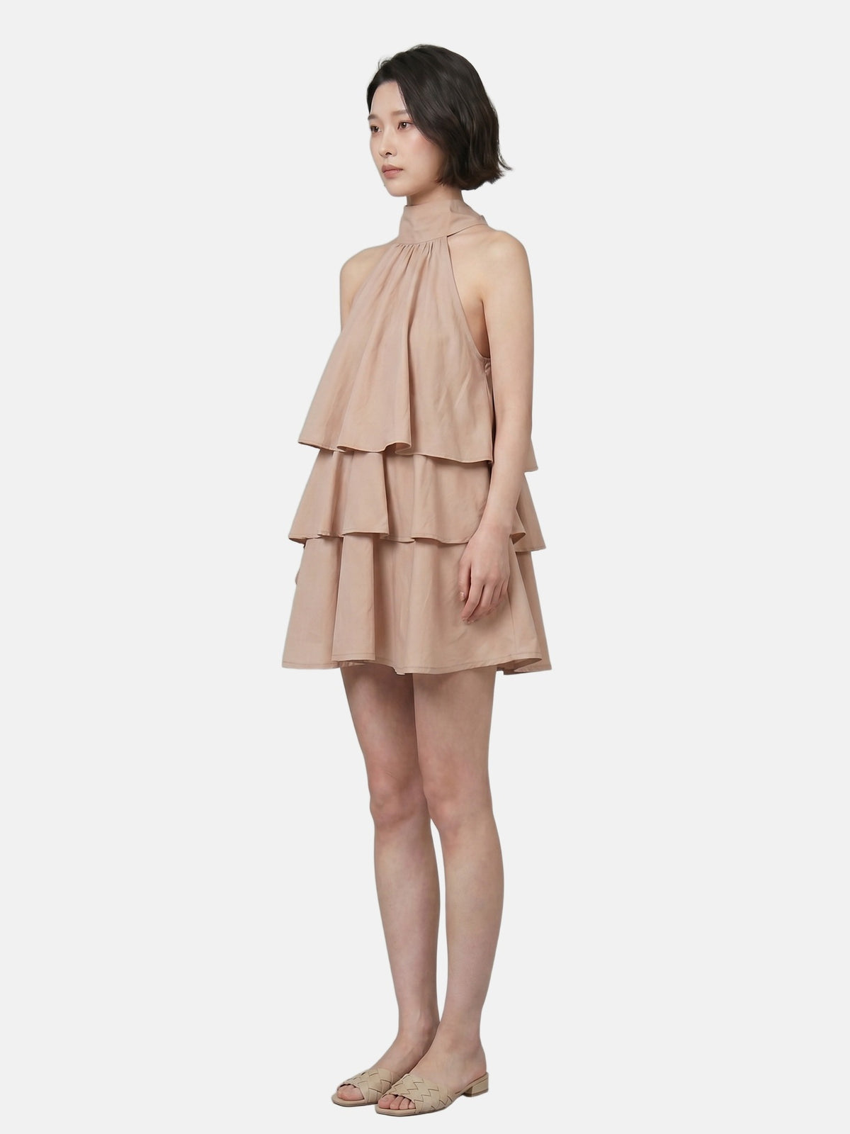 Vestito in Poliestere Beige Scuro