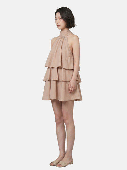 Vestito in Poliestere Beige Scuro