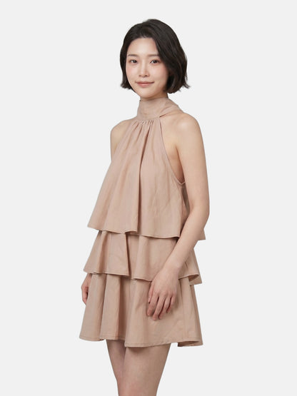Vestito in Poliestere Beige Scuro