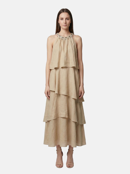 Vestito in Poliestere Beige Scuro
