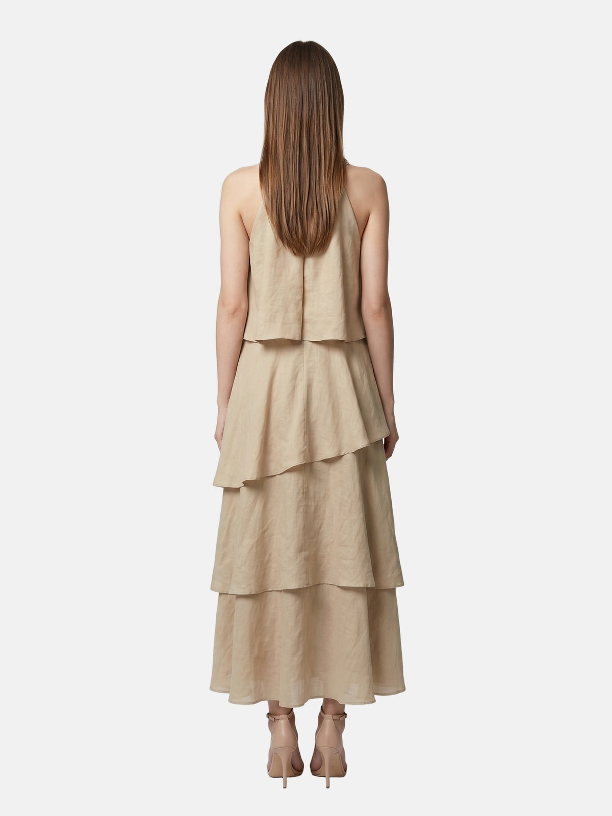 Vestito in Poliestere Beige Scuro