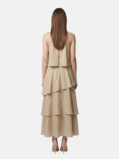 Vestito in Poliestere Beige Scuro