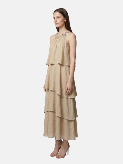 Vestito in Poliestere Beige Scuro