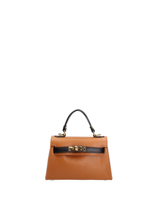 Borsa a mano da donna In Vera pelle | Roberta Rossi | RR220722123FBG-D44_CUOIO+D28_NERO
